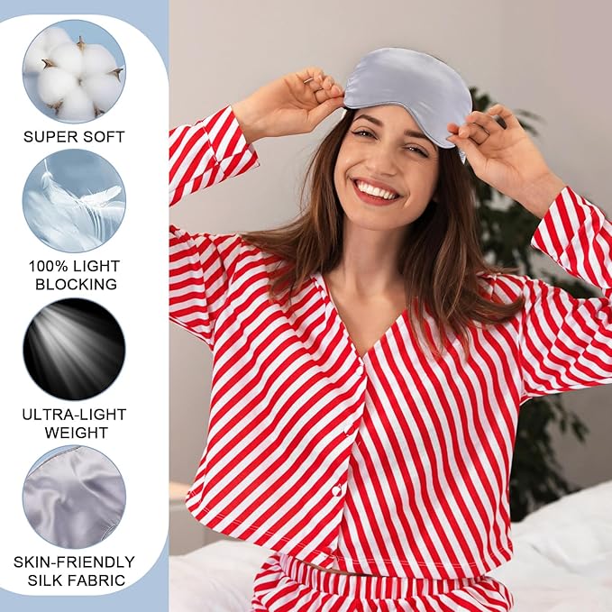 Geyoga 24 Pcs Silk Sleep Masks Soft Satin Eye Masks for Sleeping with Adjustable Elastic Strap Comfortable Blindfold Eyeshade for Men Women Travel Nap Night Sleep(Black, Grey, Green, Pink)