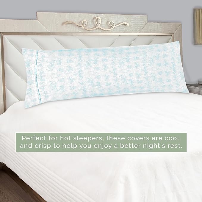 Elegant Comfort Ultra Soft 1-Piece Set Sea Waves Print Pillowcases - 1500 Premium Hotel Quality Microfiber, Soft and Smooth Hidden Zipper Closure 1-Piece Pillow Covers - Body Pillowcase, Wave Aqua