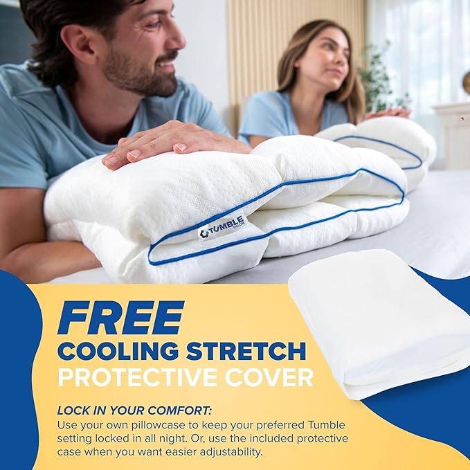TUMBLE 6-Chamber Adjustable Bed Pillow | Back, Side & Stomach Sleepers | Cooling Cover | Memory Foam & Gel Fiber Fill | Customize Your Comfort | CertiPUR/Oeko-Tex | Standard Queen 2 Pack