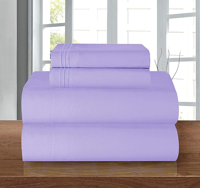 Elegant Comfort Luxurious Soft 1500 Premier Hotel Quality 4-Piece Bed Sheet Set Wrinkle and Fade Resistant Bedding Set, Deep Pocket up to 16inch, Full, Lavender