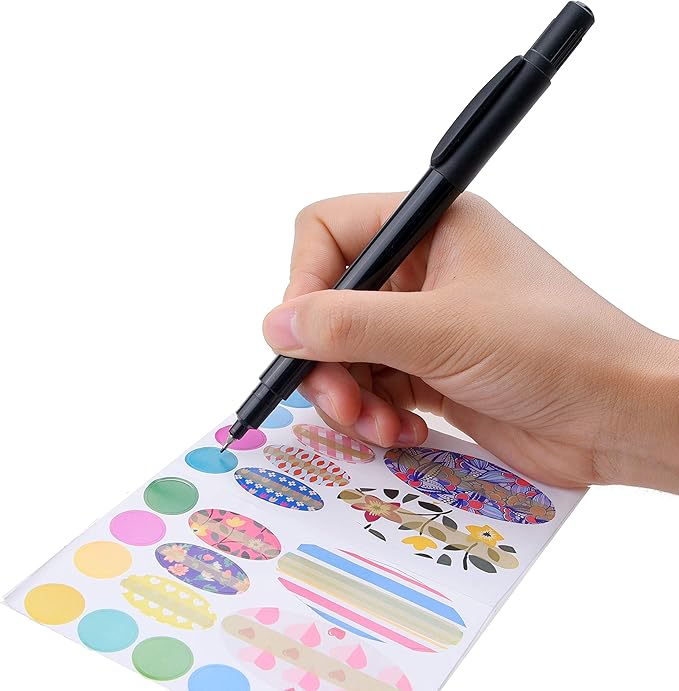 Kare & Kind Essential Oil Bottle Sticker Kit - Includes: 975x Essential Oil Bottle Labels (in 4 Different Sizes), 1x Metal Tool for Opening/Sealing Essential Oil Bottles and 1x Pen for Label Writing