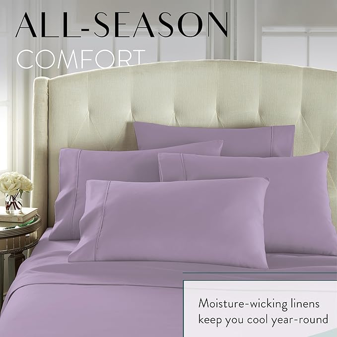 Danjor Linens Twin Bunk Bed Sheets w/ 2 Pillowcases, Lightweight Brushed Microfiber Deep Pockets, 4 Piece Fitted Bedding Sets, Lavender