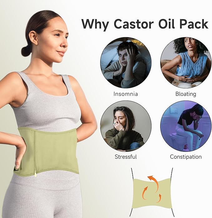 Langsprit Castor Oil Pack Castor Oil Pack Wrap, Castor Oil Packs for Liver Detox, Inflammation