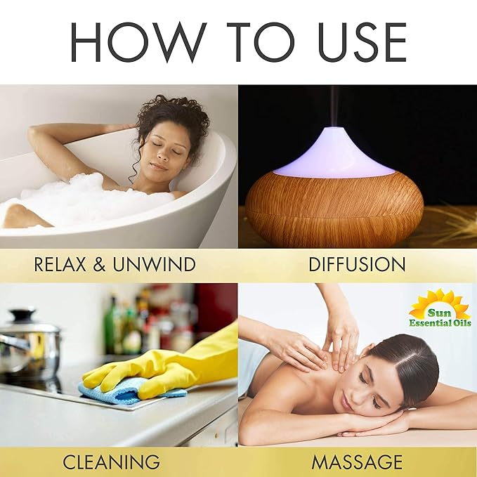 Sun Essentials Oils - 8 oz Eucalyptus Essential Oil with Dropper for Diffuser, Skin, Aromatherapy Massage, Humidifier, Scent for Candle, Lotion & Soap Making at Home, Fragrance for Room