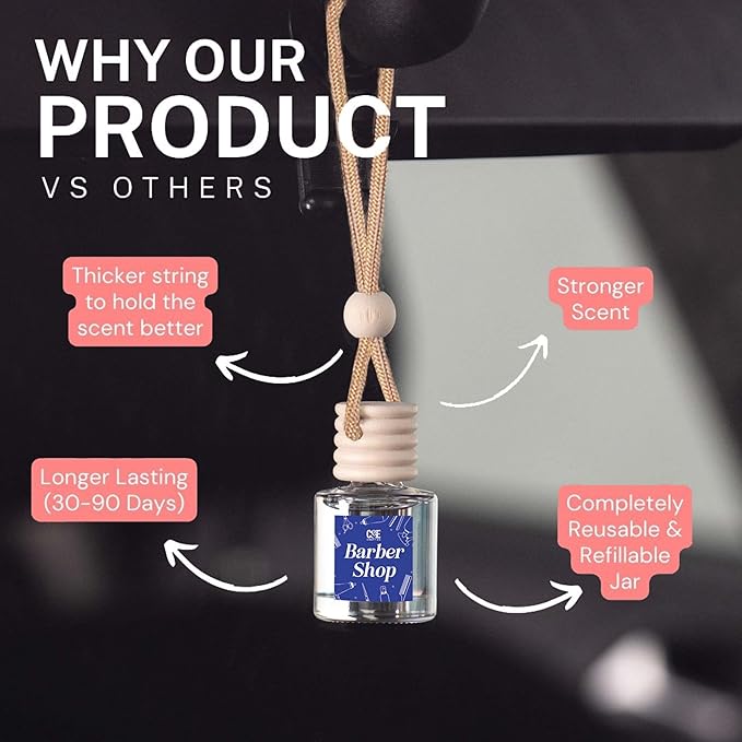 CANDECraftCo Car Air Hanging Fragrance Oil, Car Auto Freshener for Essential Oils, Scents Fragrance Aromatherapy Automobile Diffuser, Long Lasting (Midnight Musk)