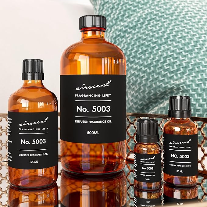 AirScent Coco-Inspired Diffuser Oil No. 5003 - Aroma and Essential Oil Blend - Fragrance Oil Dropper Bottle for Aromatherapy Diﬀusers and Humidifiers 500ml