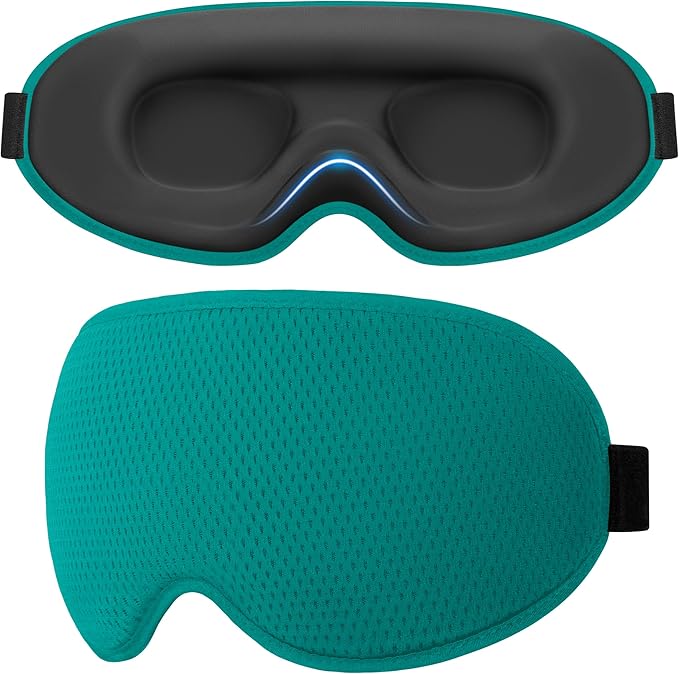 Gritin 100% Blackout Sleep Eye Mask for Side Sleeper Men Women, Zero Eye Pressure 3D Contoured Cup and Eyelash Friendly Sleeping Mask, Ergonomic-Dark Blue