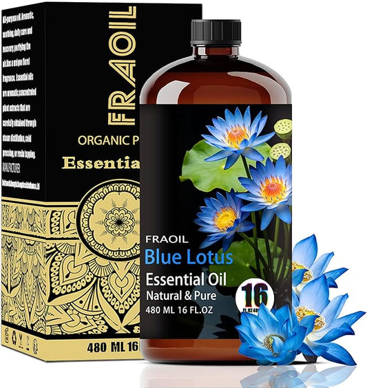 Blue Lotus Essential Oil, Blue Lotus Oil 16 Fl Oz 480ML for Diffuser Humidifier Yoga Cleaning DIY Candle Soap Making Essential Oils