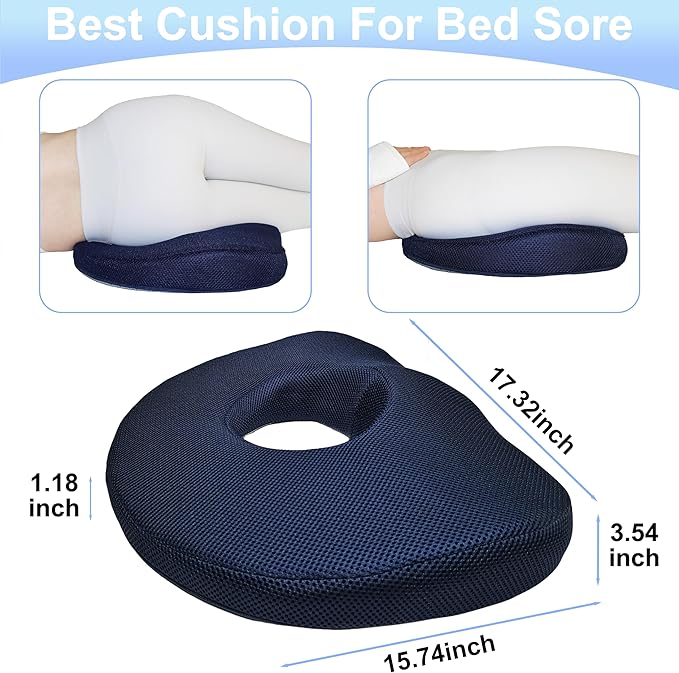 Bed Sore Cushions for Butt, Bedsore Pressure Relief Pillow for Sleeping and Sitting, Donut Pillow Cushion for Bed Sores on Buttocks, Butt Pillows for Sitting Tailbone