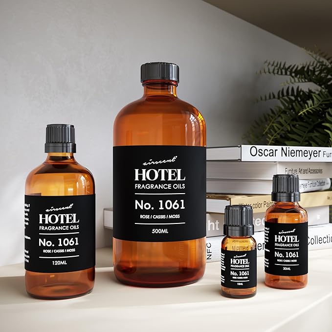 AirScent Hotel Diffuser Oil No. 1061 - Rose Cassis Moss - Premium Fragrance Oil for Ultrasonic and Waterless Diffusers and Crafting - 500 mL, 16.9 fl oz Glass Bottle