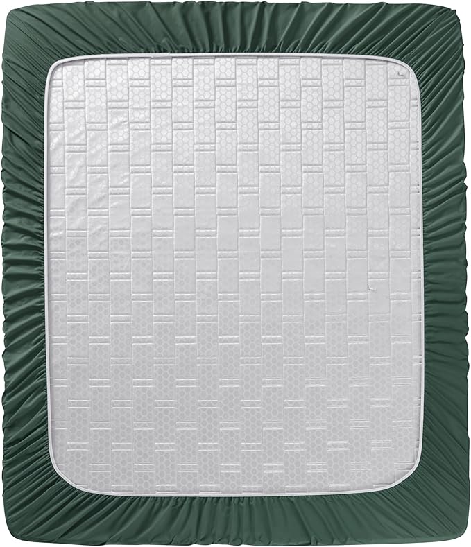 Clara Clark Flex Top King Sheets - Hotel Luxury 6 Piece Bed Sheets for Top Split King Bed - Soft Bedding Sheets & Pillowcases, Head Split King Size. Forest Green