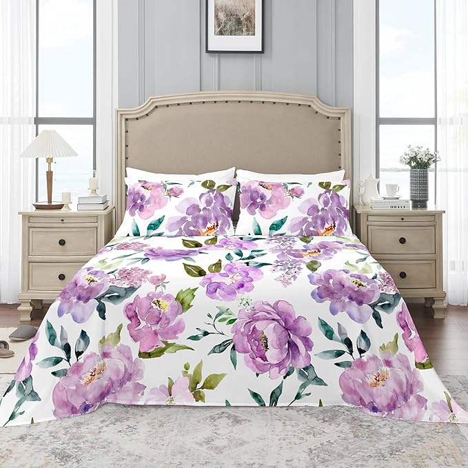 YIYEA King Size Pillow Cases Set of 2, Ultra Soft Double Brushed Microfiber Pillowcases King, Floral Bed Pillow Covers, Fade Resistant, Easy Slip-On (20"x36")