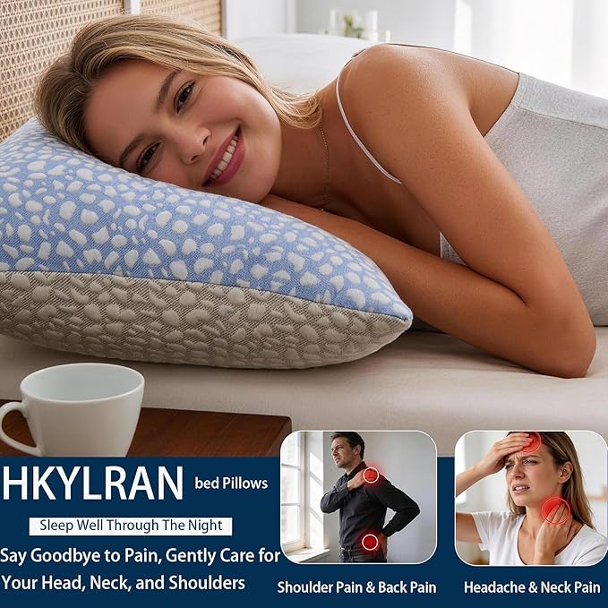 Firm Memory Foam Bed Pillows Standard Size Set of 2,Adjustable Cooling Side Sleeper Pillow,Hotel Collection Breathable Support, Washable Cover with Zipper,Home Gifts