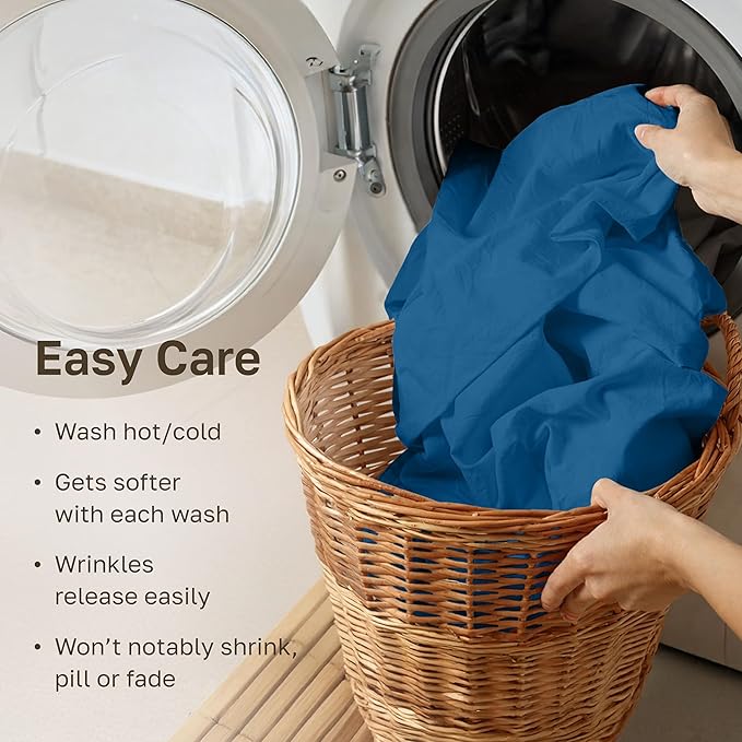 California Design Den Soft Twin XL 100% Cotton Sheet Sets, 400 Thread Count Good Housekeeping Award Winner, Silky Smooth Sateen Weave, Breathable and Durable Twin XL Bedding Set - Cobalt Blue