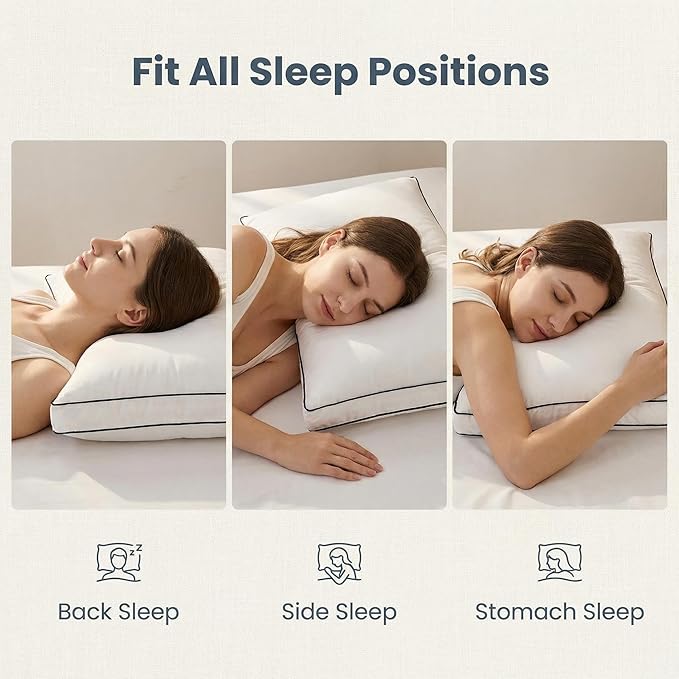Feather Down Pillows Queen Size 20x30 in Set of 2 with Gusset, Luxury Hotel Collection Bed Pillows 2 Pack, Down Surrounded Gusseted Sleeping Pillows, Fluffy for Side and Back Sleepers