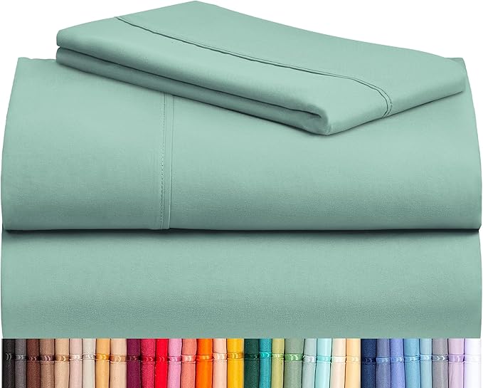 LuxClub Twin XL Sheets - Soft Kids Twin Bed Sheets for Boys and Girls, 3 PC Deep Pockets 18" Eco Friendly Wrinkle Free Kids Fitted Sheets Machine Washable Hotel Bedding Silky Soft- Light Teal Twin XL