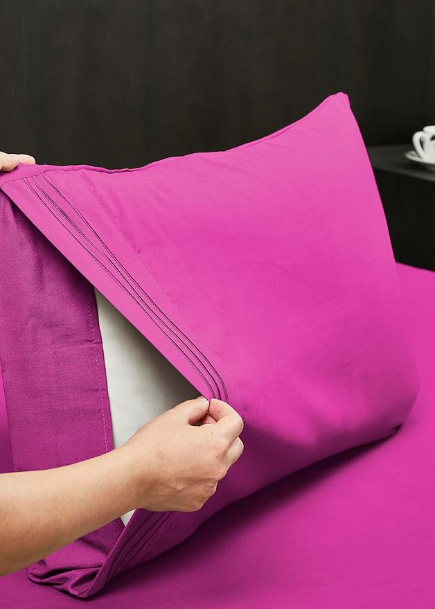 Mocassi Luxury Twin XL 4-Piece Sheet Set - 1800 Premium Hotel Quality - Easy-Fit, Wrinkle, Fade Resistant Bed Sheets and Pillowcases - All Around Elastic Fitted Sheet, Deep Pocket, Pink
