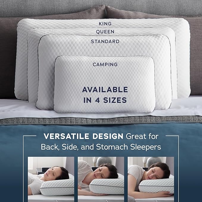 Weekender Gel Memory Foam Pillow - Standard Size - 1-Pack - Medium Firm Feel - Neck and Shoulder Support - Side & Back Sleepers - Home, Hotel, & Hospital Essentials - CertiPur Certified