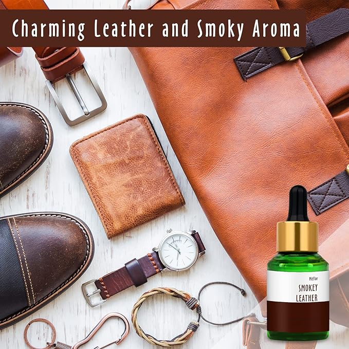 Smokey Leather Fragrance Oil, MitFlor Single Scented Essential Oil for Diffuser, Premium Grade Fragrance Oil for Soap & Candle Making, Men & Woody Scent for Home Fragrance, 30ml