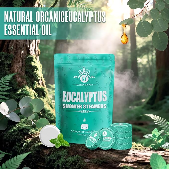 Shower Steamers Aromatherapy, Basket Set for Mothers Day Gifts for Mom, Organic Eucalyptus & Mint Essential Oil, 5-Pack Shower Bombs Birthday Gifts for Women Men, Teacher Appreciation Gifts for Wife