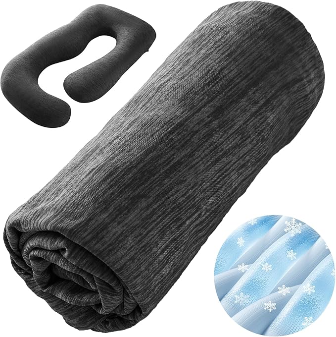 Sasttie Cooling Pregnancy Pillow Cover, 57-inch U Shaped Pregnancy Pillow Case, Fits 55 to 57 Inch Maternity Pillow, Black (No Pillow Insert)