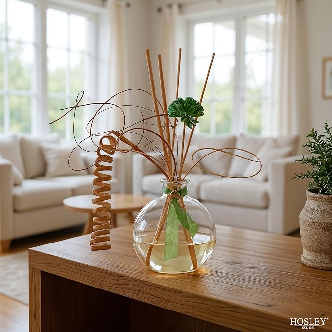 Hosley Set of 4 Glass Diffuser Bottles with Reeds, No Oil Included, Ideal Home Decor and Birthday Gifts for Women, Perfect Room Decor for Weddings, Spa, Meditation, Bathroom