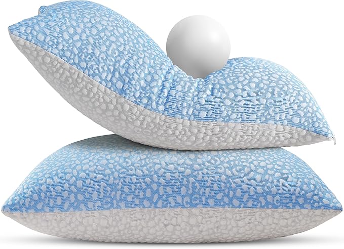 Firm Memory Foam Bed Pillows Queen Size Set of 2,Adjustable Cooling Side Sleeper Pillow,Hotel Collection Breathable Support, Washable Cover with Zipper,Home Gifts