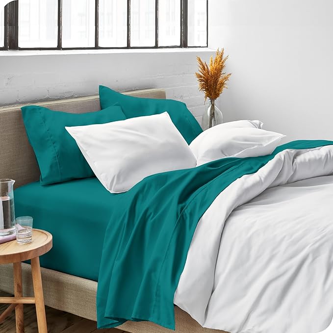 Bare Home Twin XL Sheet Set - 1800 Ultra-Soft Microfiber Twin Extra Long Bed Sheets - Double Brushed - Deep Pockets - Easy Fit - 3 Piece Set - Bedding Sheets & Pillowcases (Twin XL, Emerald)