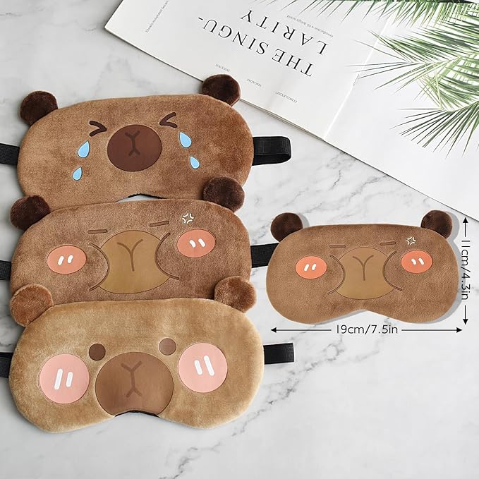 Cute Animal Sleeping Mask Sleep Mask, Funny Capybara Eye Masks for Travel Nap Sleeping Blindfold Eye Cover Eyeshade for Adult Teens Men Women - Angry Capybara, Brown
