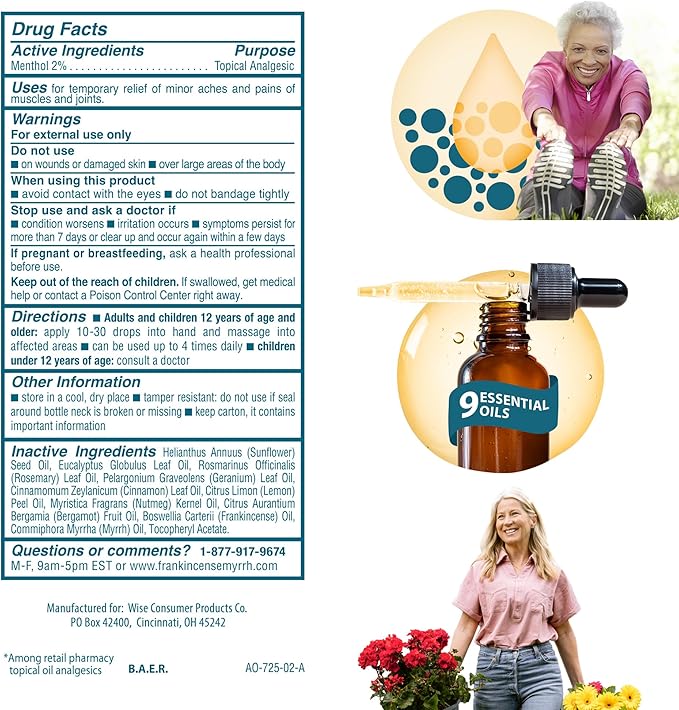 FRANKINCENSE & MYRRH Arthritis Pain Relief Rubbing Oil – Arthritis Pain Reliever with Frankincense Essential Oil for Sciatica, Lower Back, Neck, Hands, Knees, Joints and Shoulders, 2 fl.oz. - 2 Pack
