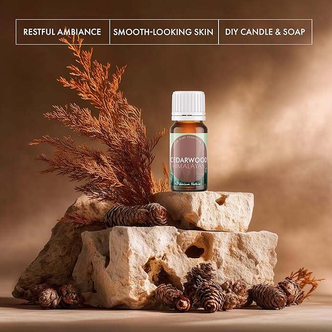 Cedarwood Essential Oil for Hair, Skin & Aromatherapy | Fresh, Woodsy, Piney Scent | 100% Natural & Pure - Ideal for Diffuser & Candle Making, 0.34 fl oz