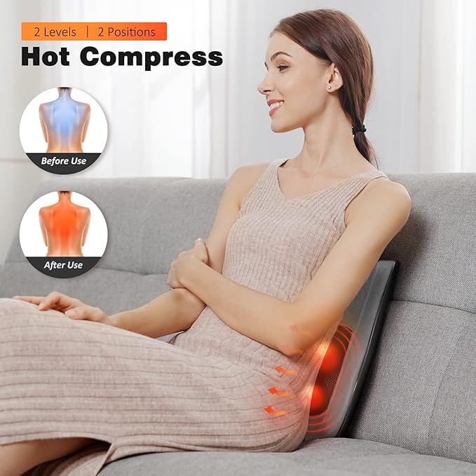 Boriwat Back Massager with Heat, 3D Kneading Massage Pillow for Back, Neck, Shoulder, Leg Pain Relief Deep Tissue, Gifts for Women Men Mom Dad(Dark Gray)
