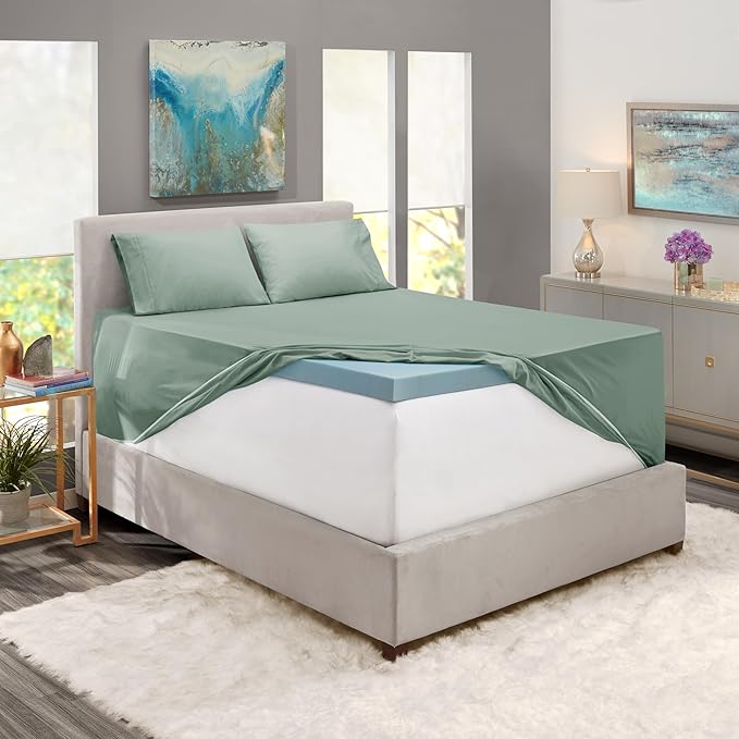 Nestl Twin XL Size Sheet Set, 4 Piece Extra Deep Pocket (18-24 inches), Microfiber, Hotel Luxury, Soft, Breathable, Wrinkle-Free, Easy to Care, Sage Green New