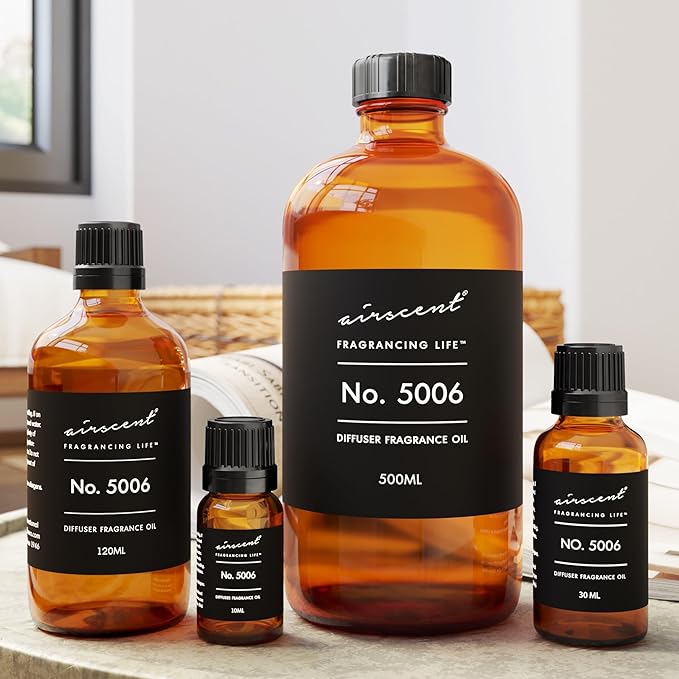 AirScent Diffuser Oil Inspired by TF's Ombre Leather - No. 5006 Perfume Dupe - Fragrance Oil Blend for Ultrasonic and Waterless Diffusers and Crafting - 10 ml, 0.34 fl oz Glass Bottle with Dropper