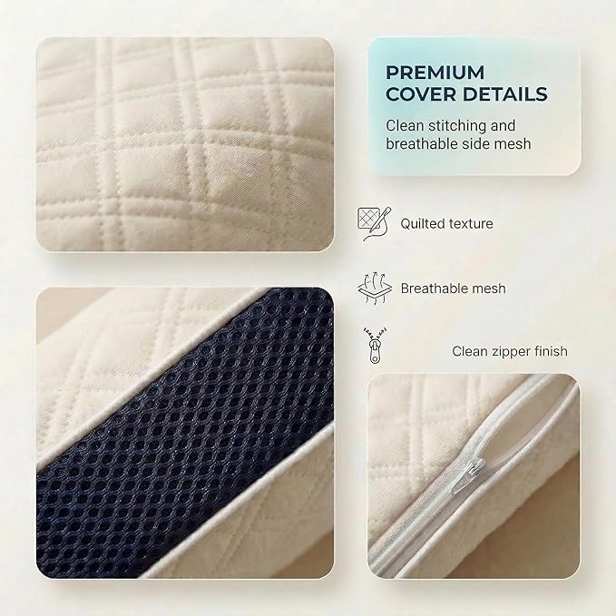 Extra Firm Pillow for Sleeping - Hard Memory Foam Neck Support for Side Sleepers, Heavy Duty High Density Bed Contour Pillow, Spinal Alignment & Cooling Comfort, Washable Cover