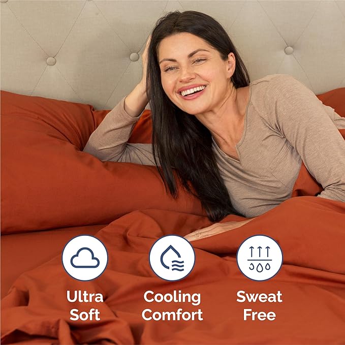 King 6 Piece Sheet Set - Comfy, Breathable & Cooling - Hotel Luxury Bedding for Women, Men, Kids, Teens & Children - 1 Flat & 1 Fitted Sheet & 4 Pillowcases w/ Deep Pockets - Wrinkle Free - Terracotta