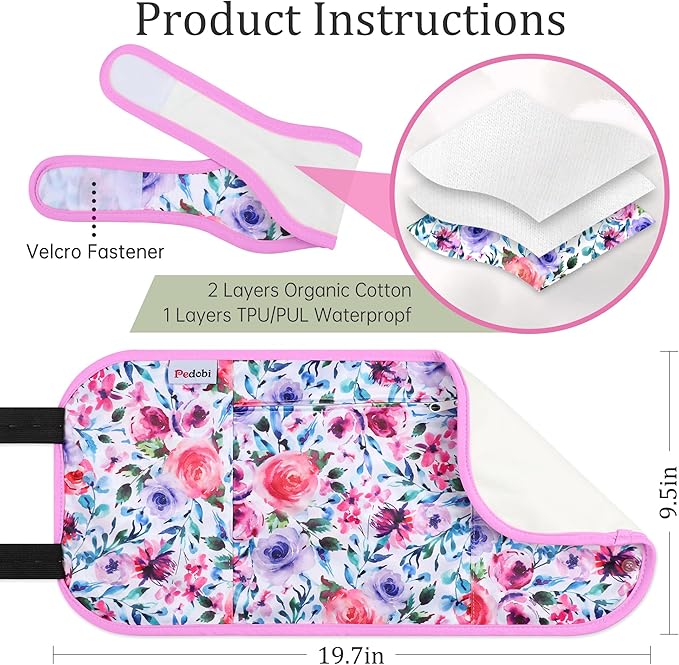 Reusable Castor Oil Pack Wrap for Liver Detox, Castor Oil Wrap for Stomach Less Mess, Elastic Strap Machine Washable Anti Oil Leak 2pcs，Flower