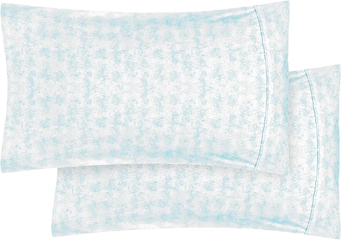 Elegant Comfort Ultra Soft Set of 2 Sea Waves Print Pillowcases - 1500 Premium Hotel Quality Microfiber, Soft and Smooth Envelope Closure 2-Piece Pillow Covers - King, Wave Aqua
