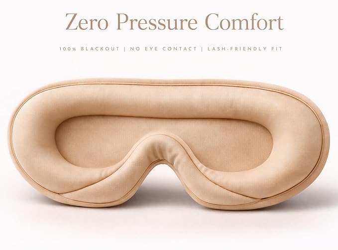 Anemone Sleep Mask for Women – Zero Pressure Fit, Ultra Soft Lycra, 100% Blackout Eye Cups, Memory Foam Earplugs + Travel Pouch Included