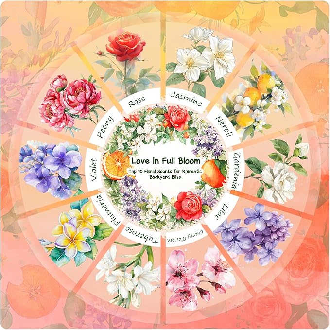 RAINBOW ABBY Floral Essential Oils Set, Premium Fragrance Oil for Candle & Soap Making, 10 Flower Scents in 5ML Bottles, Rose, Jasmine, Cherry Blossom, Gardenia, Plumeria, Peony
