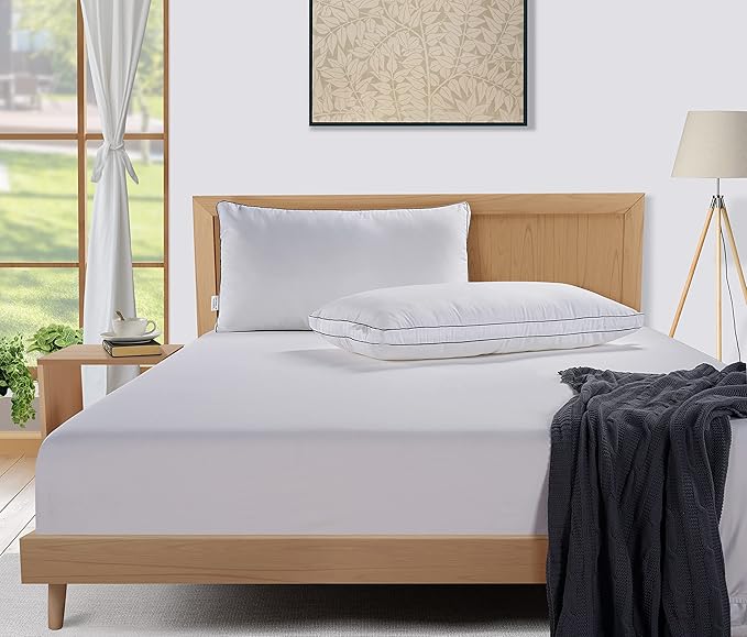 LANE LINEN Bed Pillows Standard Size Pack of 12-20"x26" Medium Firm Down Alternative Bulk Pillows for Sleeping, Hotel Quality Back Stomach or Side Sleeper Pillow, Cooling Soft Easy Care - White