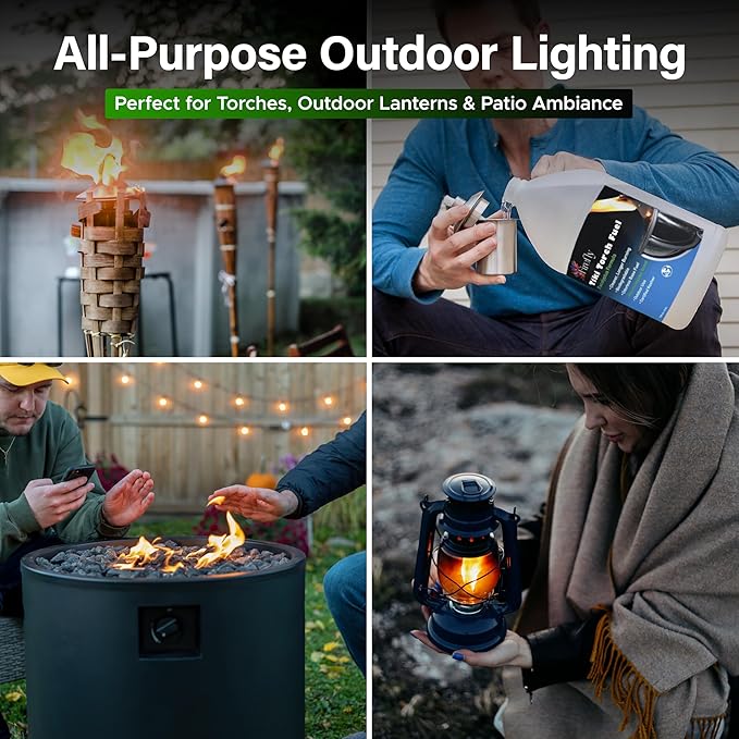 Firefly Eucalyptus Formula - Tiki Torch Fuel Lamp Oil - Clean Burning, Low Smoke, Outdoor Use, 1 Gallon