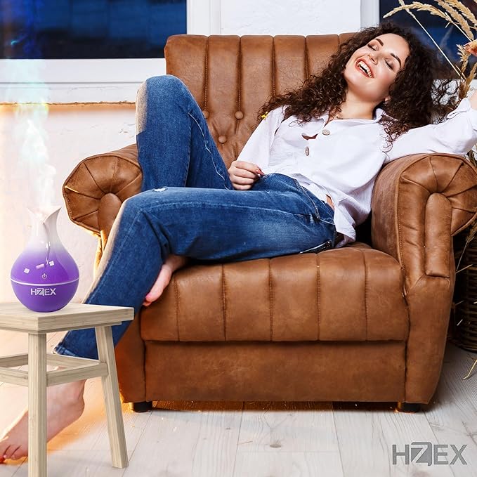 HZEX Spiral Essential Oil Diffuser with 7 Color Changing Lights and 5V USB Cable for Home Office, 130ml Mist Humidifier Silent Aroma Diffusers, Variant Colors (Orchid)