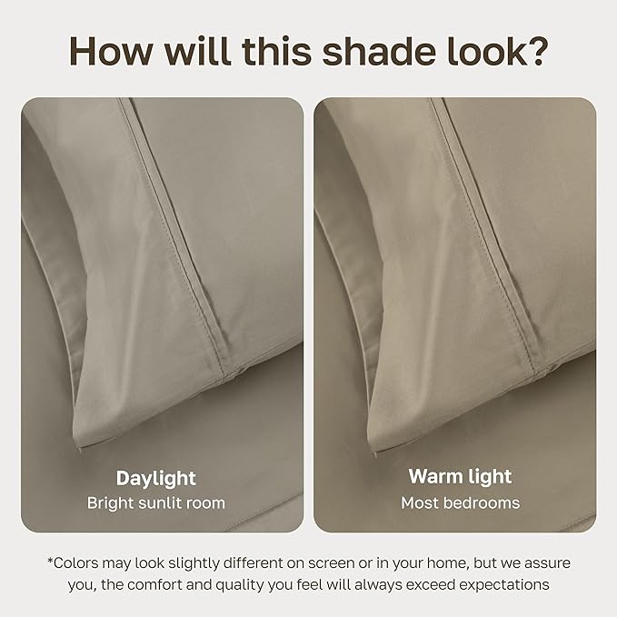 California Design Den Soft 100% Cotton Bed Sheets Twin Size Set, 400 Thread Count Good Housekeeping Award Winner, Silky Smooth Sateen Weave, Breathable and Durable Twin Bedding Set - Taupe