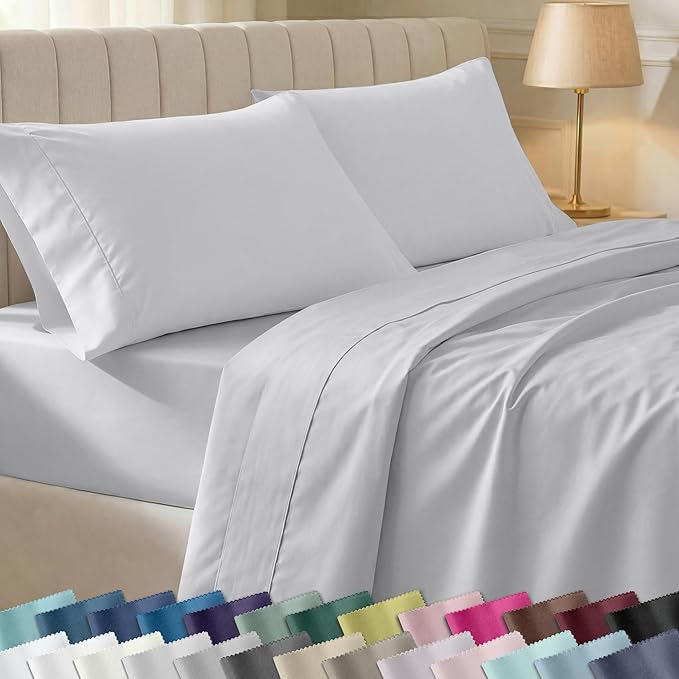 California Design Den Soft Cotton Full Size Bed Sheets Set, 400 Thread Count Good Housekeeping Award Winner, Silky Smooth Sateen with Deep Pockets, Breathable and Durable Full Bedding Set - Silver