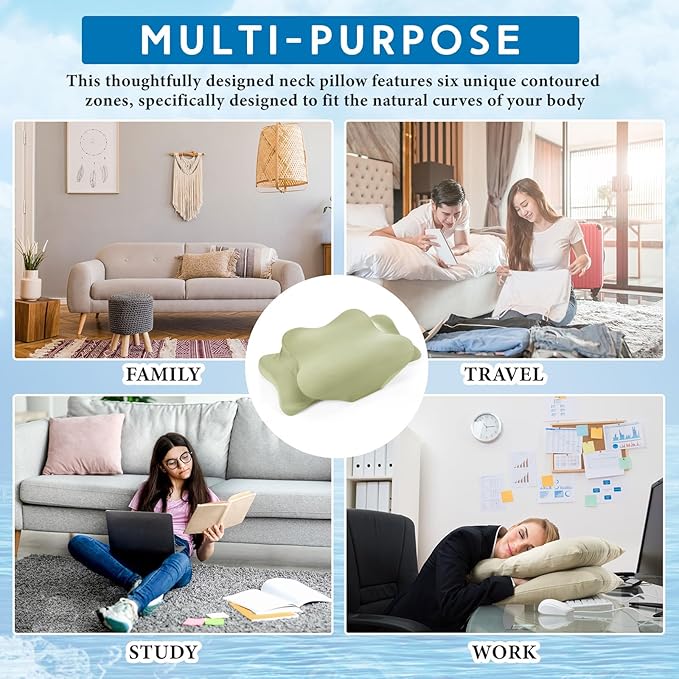 Hahafelt Cooling Cervical Pillowcase Cover with Envelope Closure (Only Pillow Case) Ergonomic Neck Pillowcase Smooth Soft Cool Pillow Cover for Side Back Stomach Sleepers (Sage Green,Queen Size)