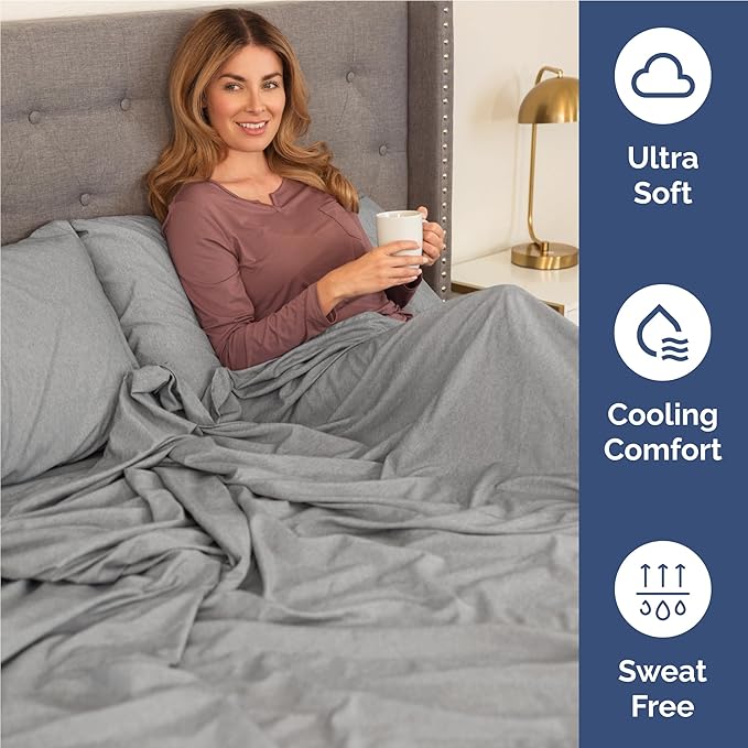 Full 6 Piece Sheet Set - Comfy, Breathable & Cooling - Soft Hotel Luxury Bedding for Women, Men, Kids, Teens and Children - 1 Flat & 1 Fitted Sheet & 4 Pillowcases with Deep Pockets - Heathered Grey