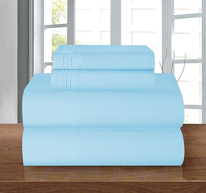 Elegant Comfort Luxury Soft 1500 Premier Hotel Quality 4-Piece Sheet Wrinkle and Fade Resistant Bedding Set, Deep Pocket up to 16inch, Full, Aqua