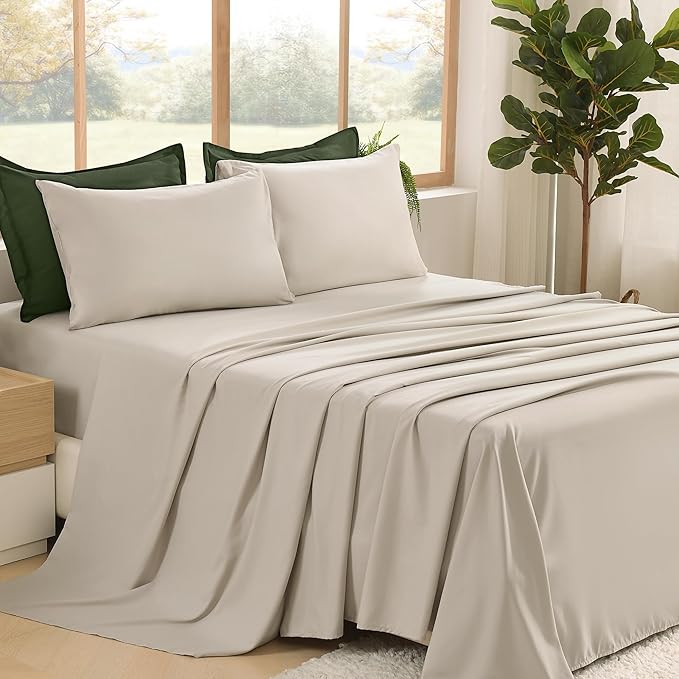 Litanika Comforter Full Size Set Olive - 7 Pieces Bed in a Bag Full Beddding Comforter Sets, Plain Lightweight Bed Set with Comforter, Sheets, Pillowcases & Shams