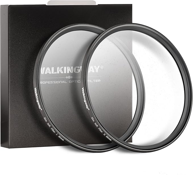 Walking Way 86mm White Mist Diffusion Filter Set (Soft 1 & 2), Soft Focus Dreamy Fog Effect Lens Filter 2pcs, Softening Diffuser For Video/Vlog/Portrait, Ultra-Slim Frame, Optical Glass, No Vignetting